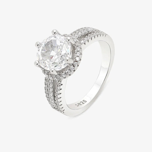White Zircon Silver Ring for Women