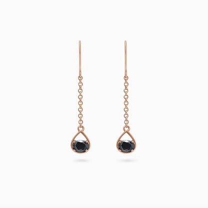 Long drop earrings - Pure Silver Earrings &#8211; Made With Shimmering Rose Gold Onyx