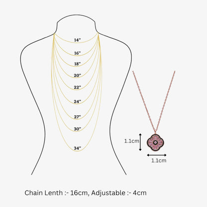 Pink Clover Pendant Necklace for Women – 925 Sterling Silver Rose Gold Plated