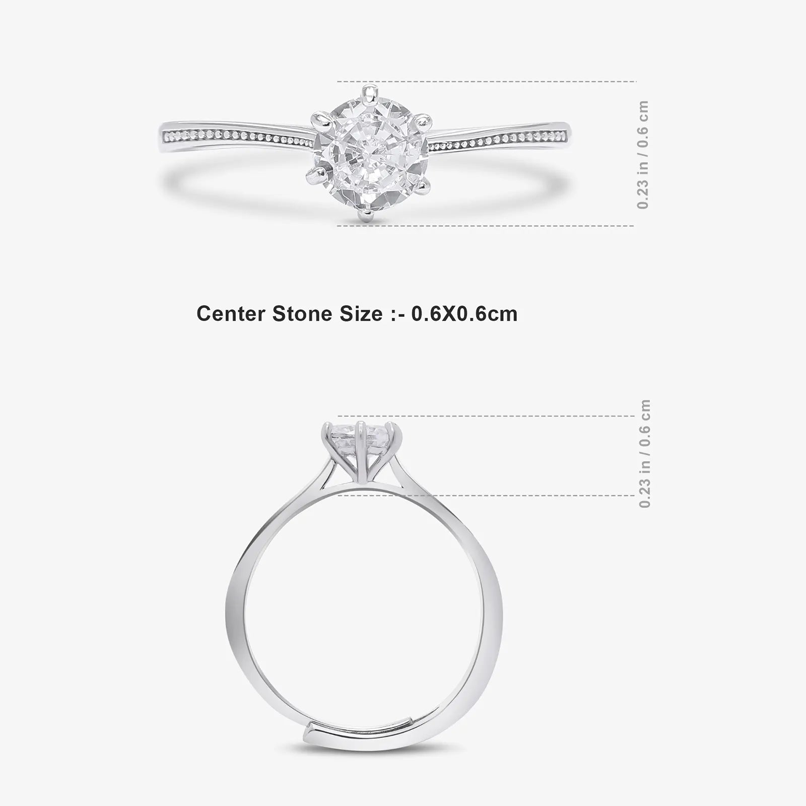 Silver Solitaire American Diamond Ring - Tweov Jewels