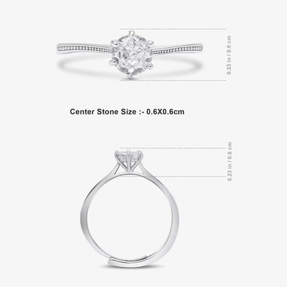 Silver Solitaire American Diamond Ring - Tweov Jewels
