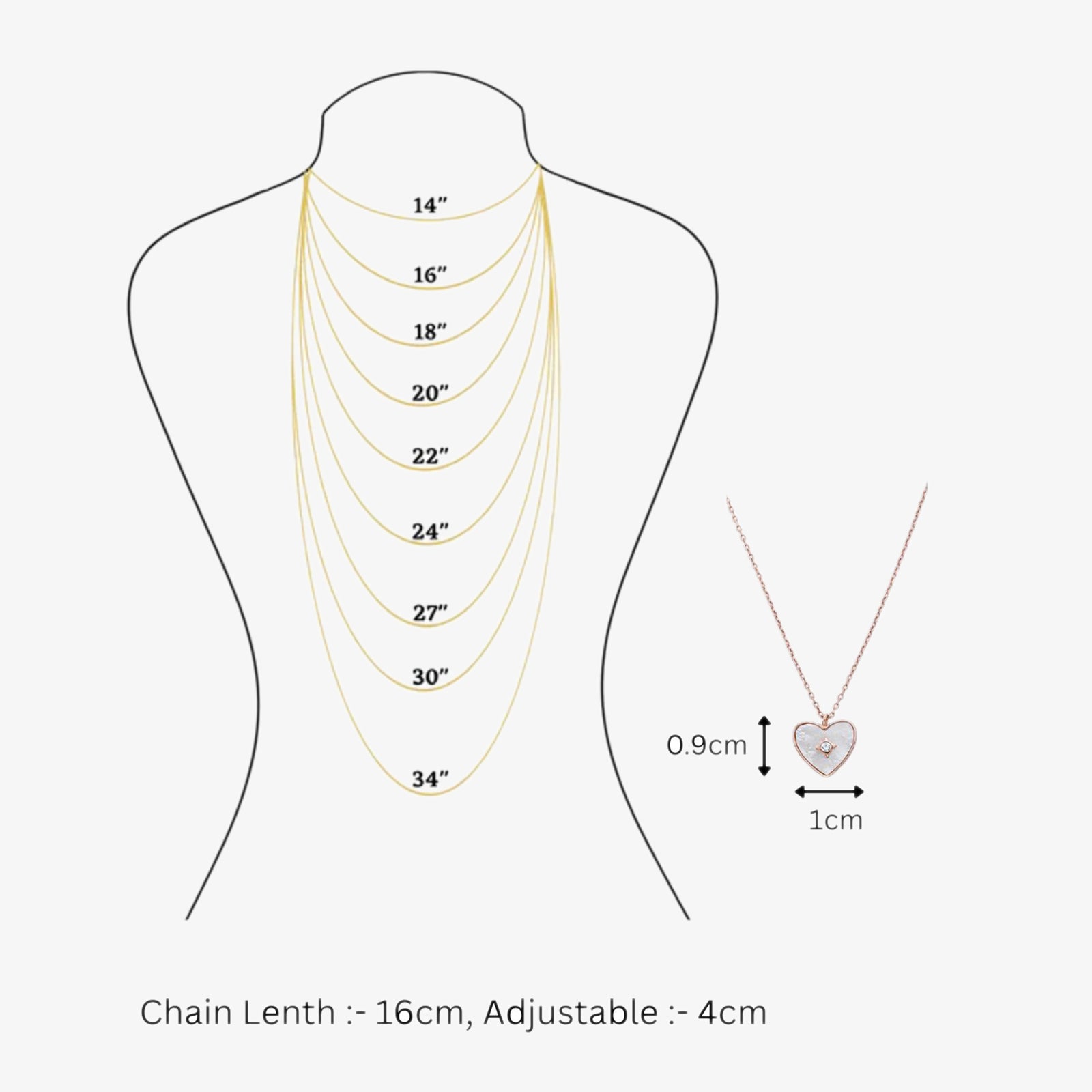 Cubic Zirconia Heart Pendant Necklace for Women – 925 Sterling Silver Rose Gold Plated
