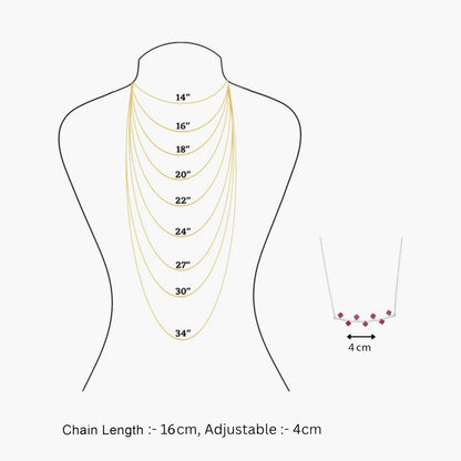 Red Ruby Necklace For Women - 925 Sterling Silver Rhodium plated