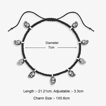 Mango Design Silver Black Thread Anklet