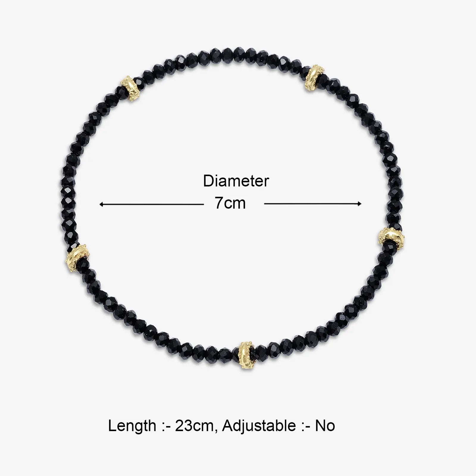 Golden & Black Beads Silver Anklet