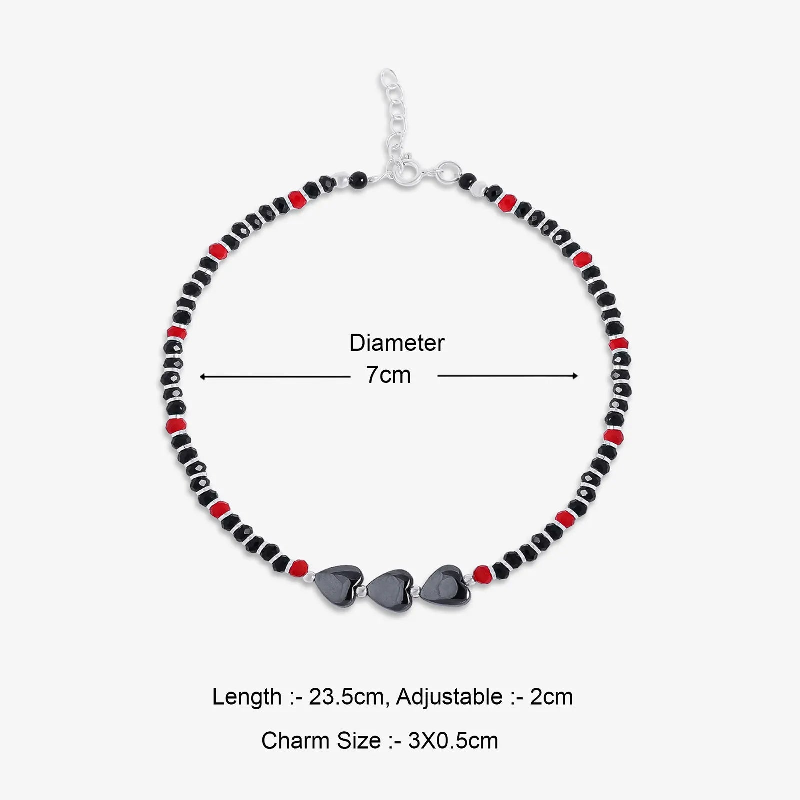 Triple Heart Silver Anklet