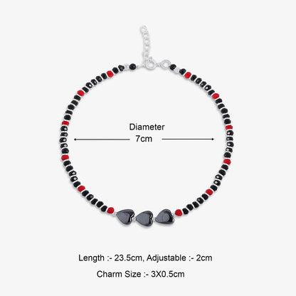 Triple Heart Silver Anklet