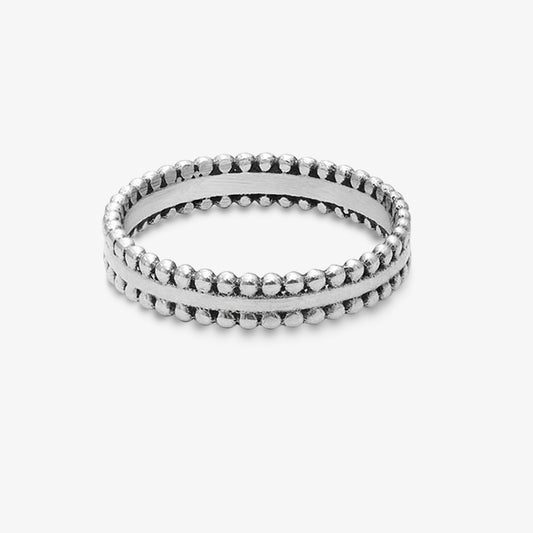 Pure Silver Ring: Symphony Beaded Ring Silver