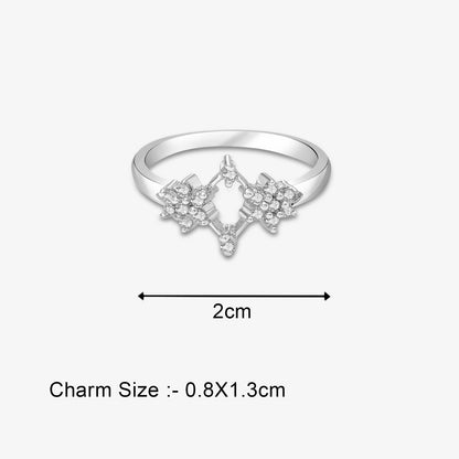Pure Silver Ring - Starry Sleek Ring With CZ Stones