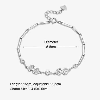 Lucky Four clove 925 Sterling Silver Bracelet