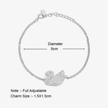 925 Sterling Silver Swarovski Swan Chain Bracelet