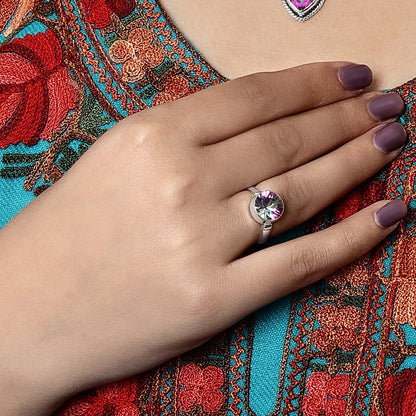 Pure Silver Ring - Rich Multihue CZ Band For Wedding - Tweov Jewels