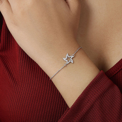 925 Sterling Silver Cz Star Design Bracelet - Tweov Jewels