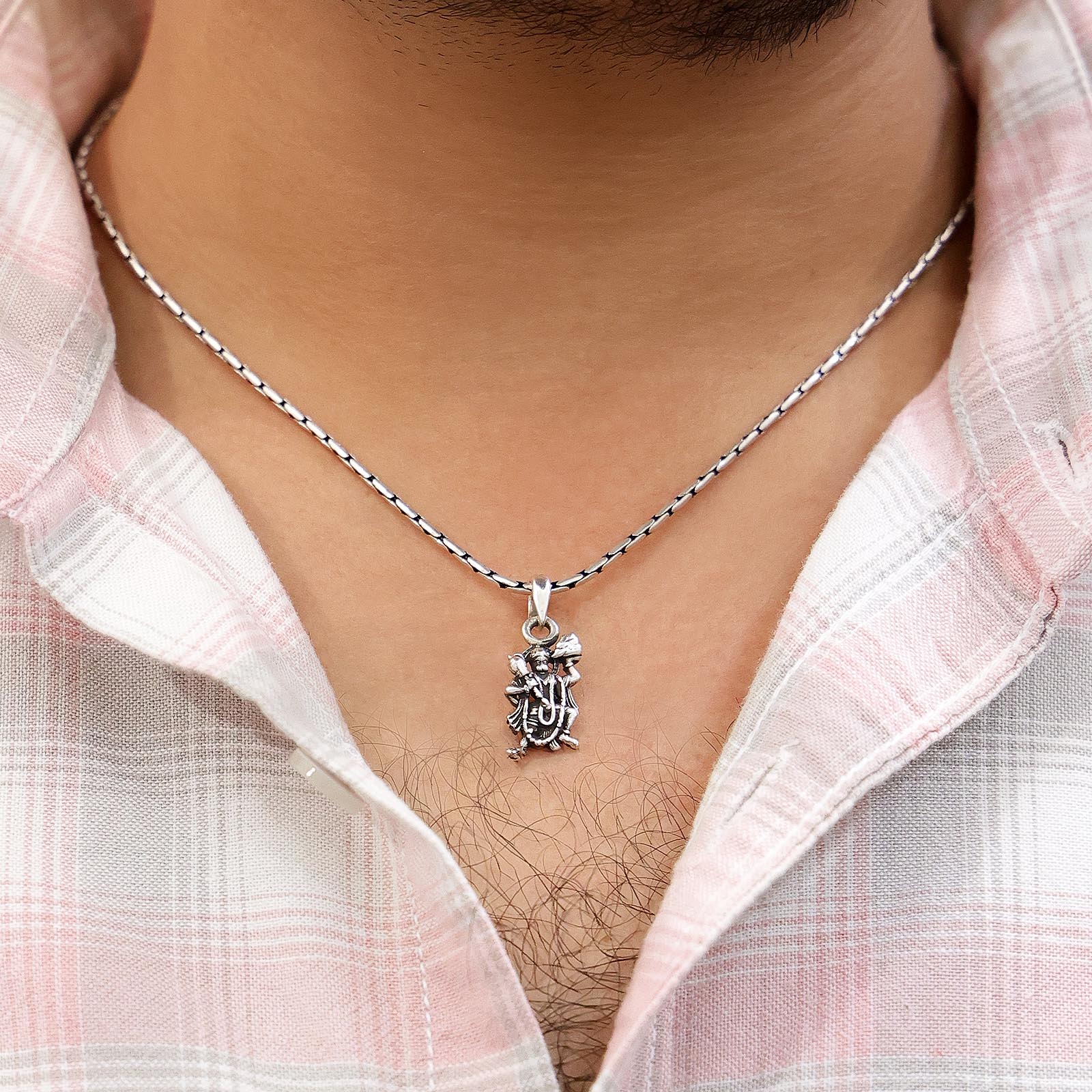 831 - 925 Silver Locket &#8211; Hanuman Ji Holding Dronagiri Parvat