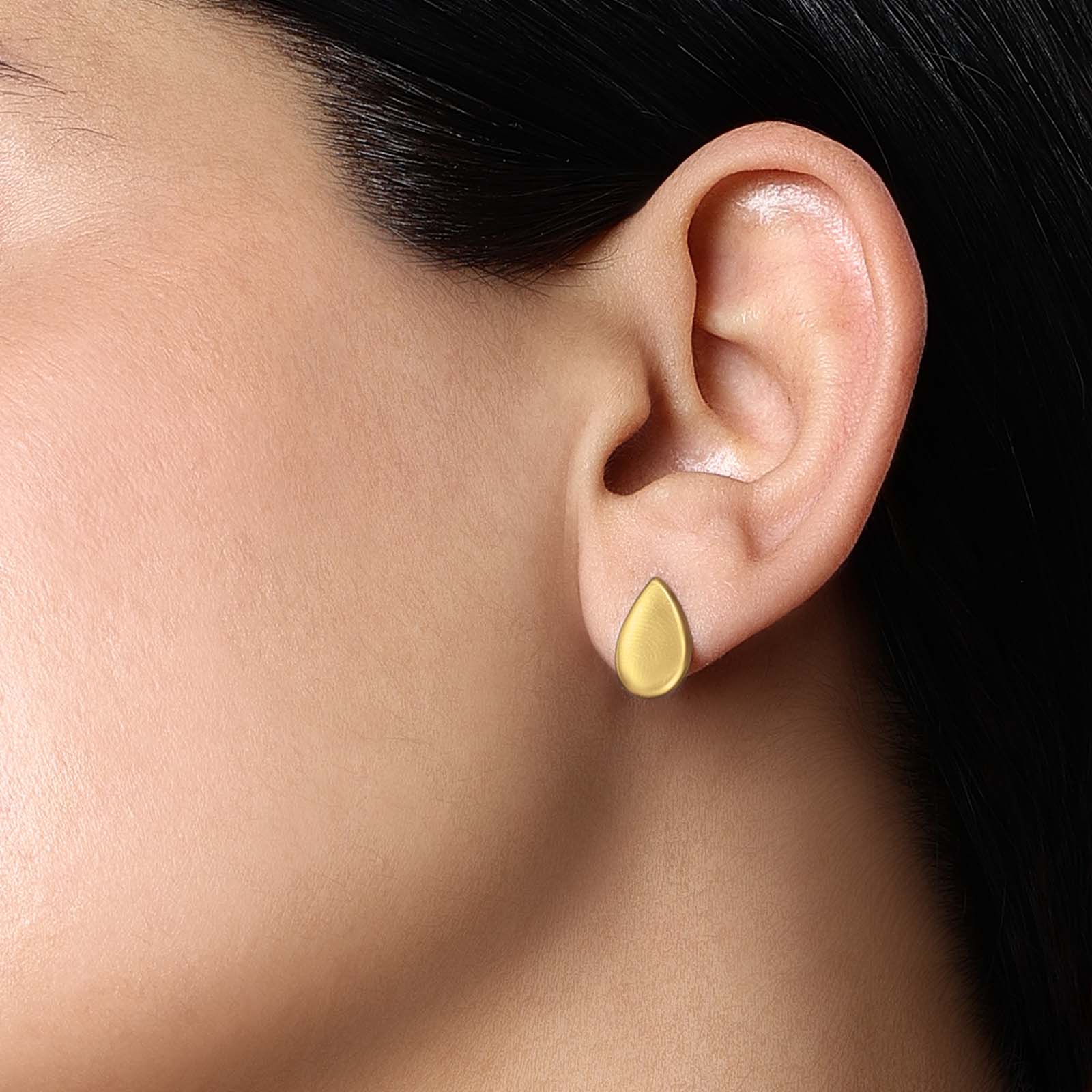 Silver Earrings - Pure Silver Earrings &#8211; 2 in 1 Dew Drop Model With Gold Finish