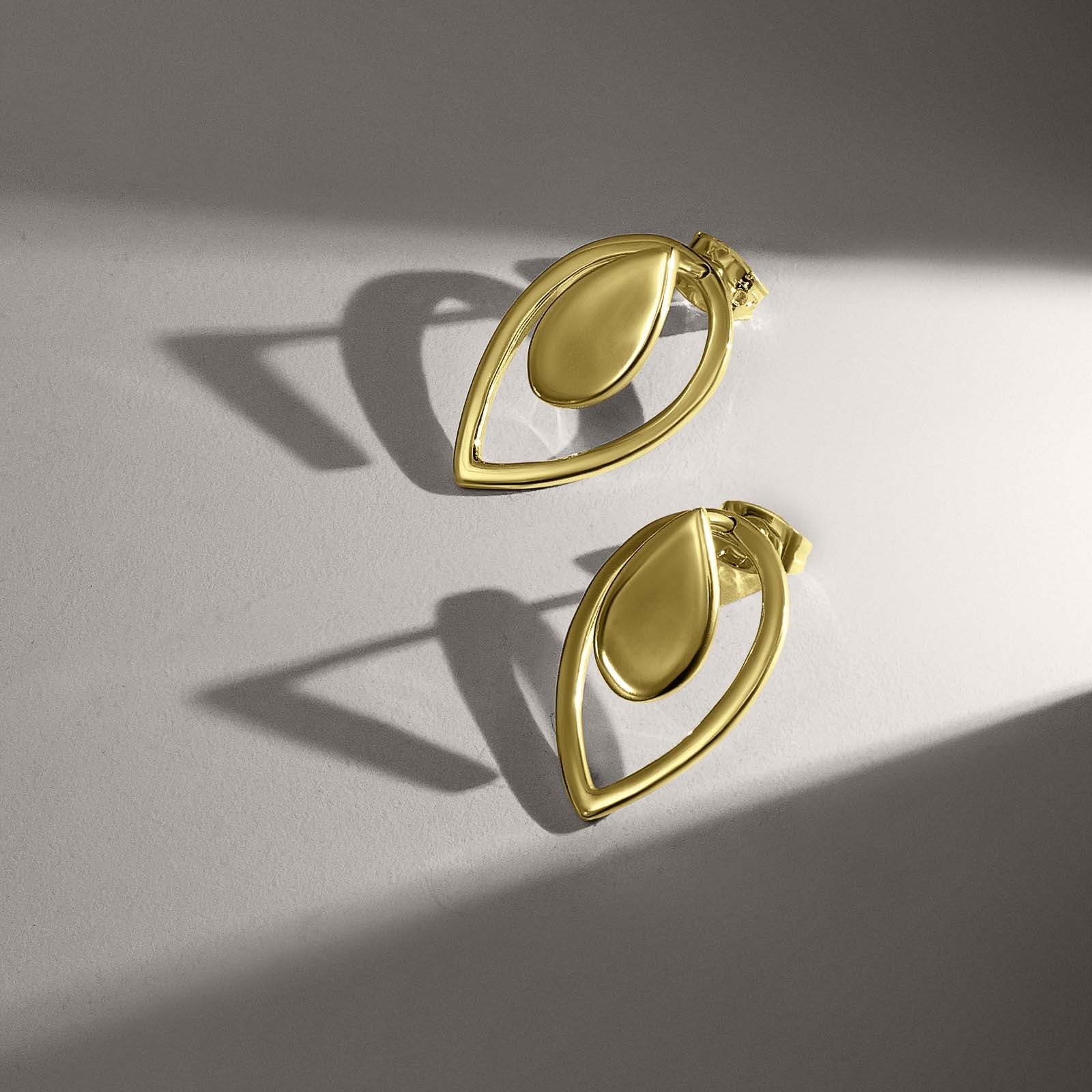 Great Summer Sale - Pure Silver Earrings &#8211; 2 in 1 Dew Drop Model With Gold Finish