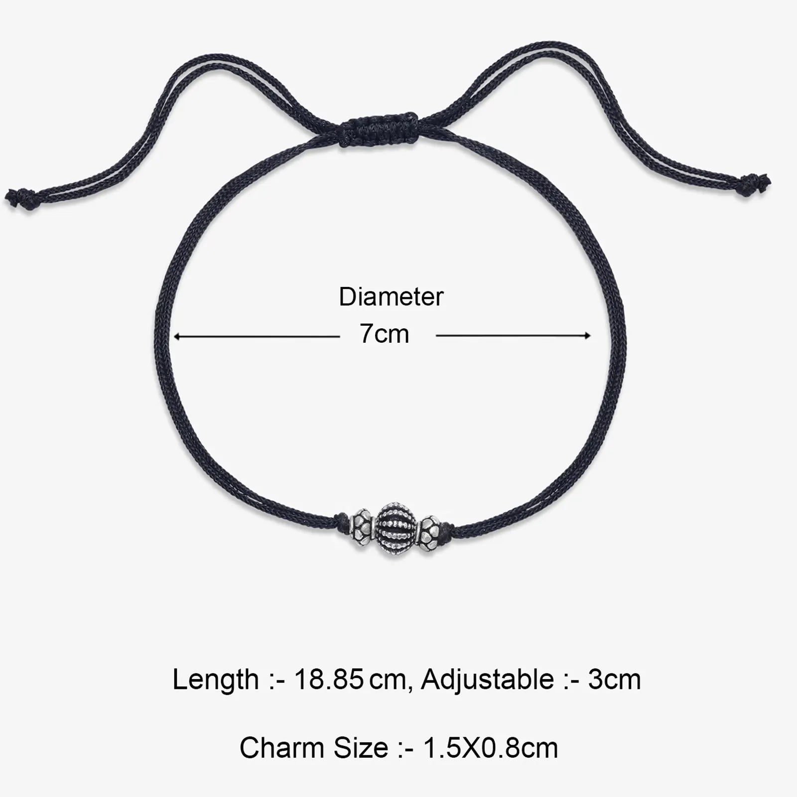 Oxidized Silver Ball Thread Anklet