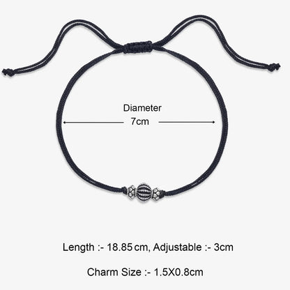 Oxidized Silver Ball Thread Anklet