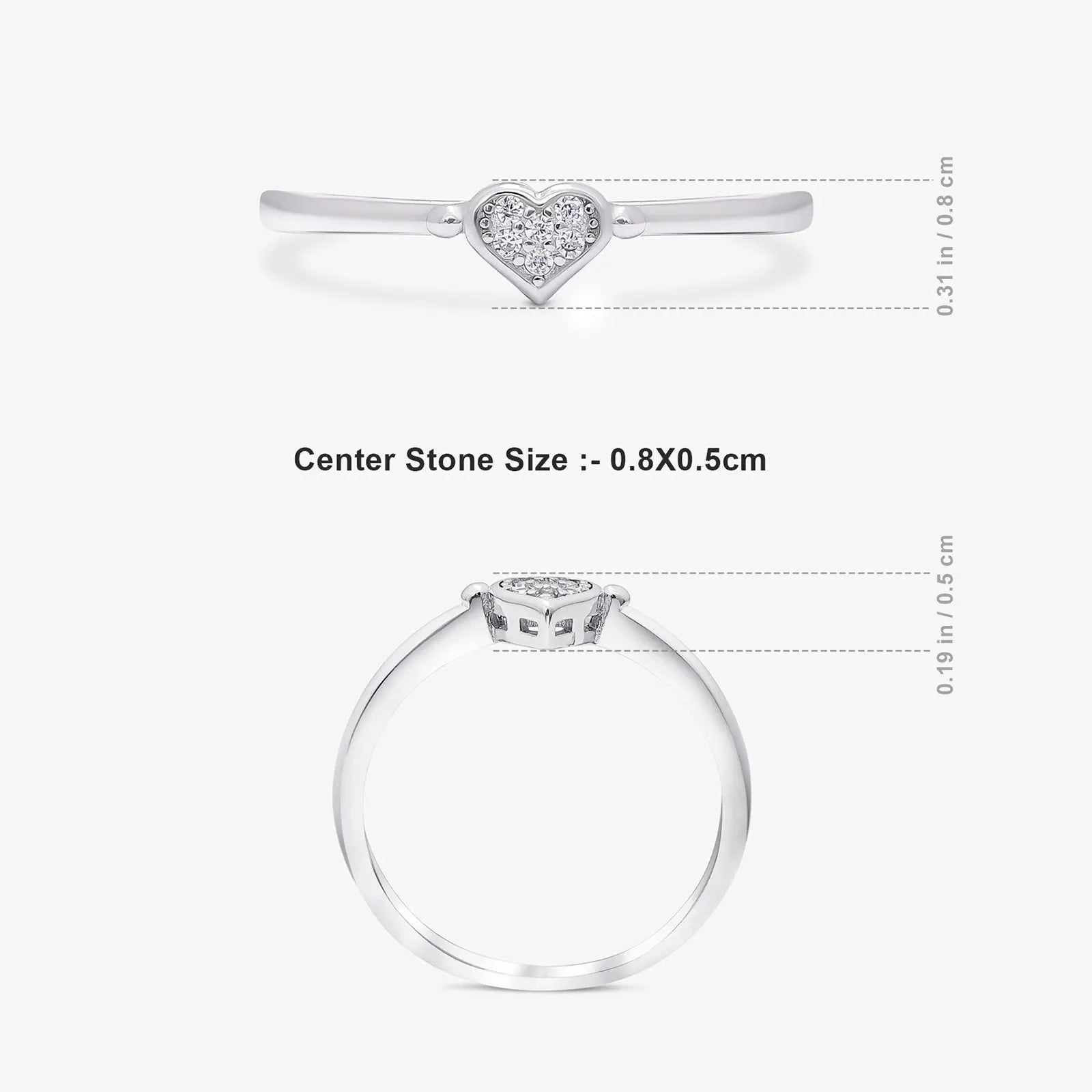 Minimal CZ Heart Silver Ring