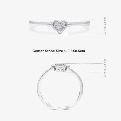 Minimal CZ Heart Silver Ring