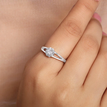 Floral Cubic Zirconia Studded Silver Ring - Tweov Jewels