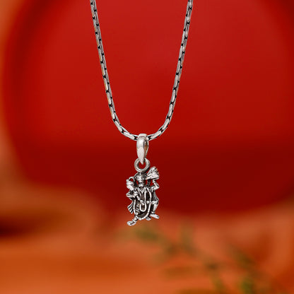 Silver Pendants - 925 Silver Locket &#8211; Hanuman Ji Holding Dronagiri Parvat
