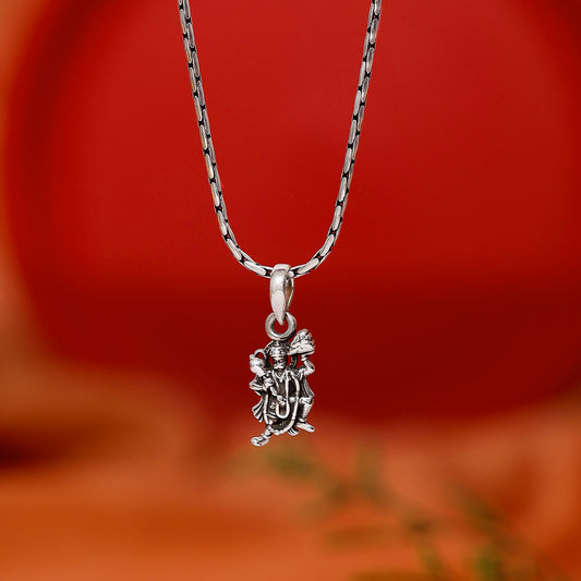 Silver Pendants - 925 Silver Locket &#8211; Hanuman Ji Holding Dronagiri Parvat