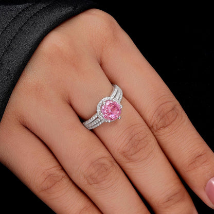 Pink Sapphire Silver Ring for Women