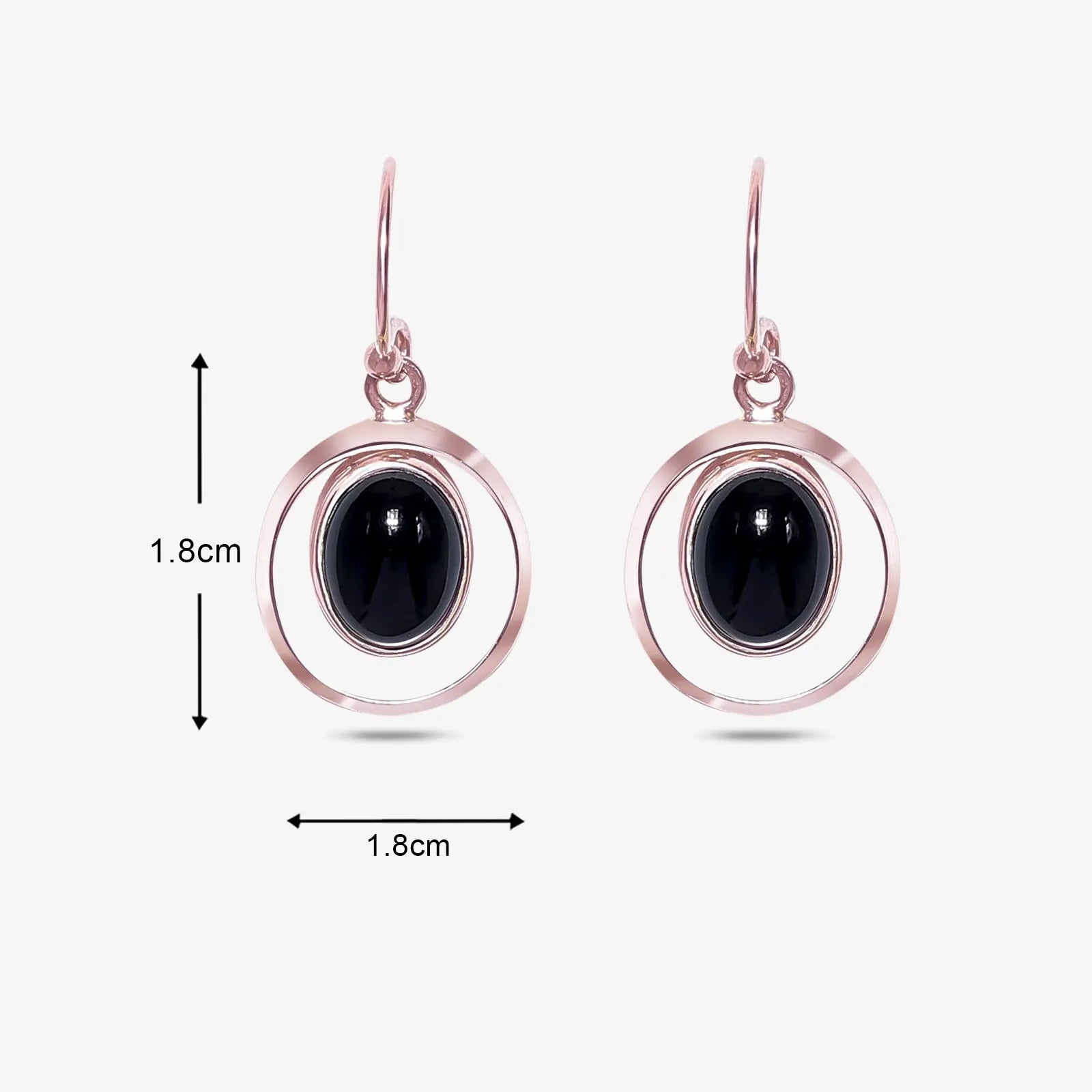 Pure Silver Earrings - Black Onyx Drop With Rose Gold Finish - Tweov Jewels