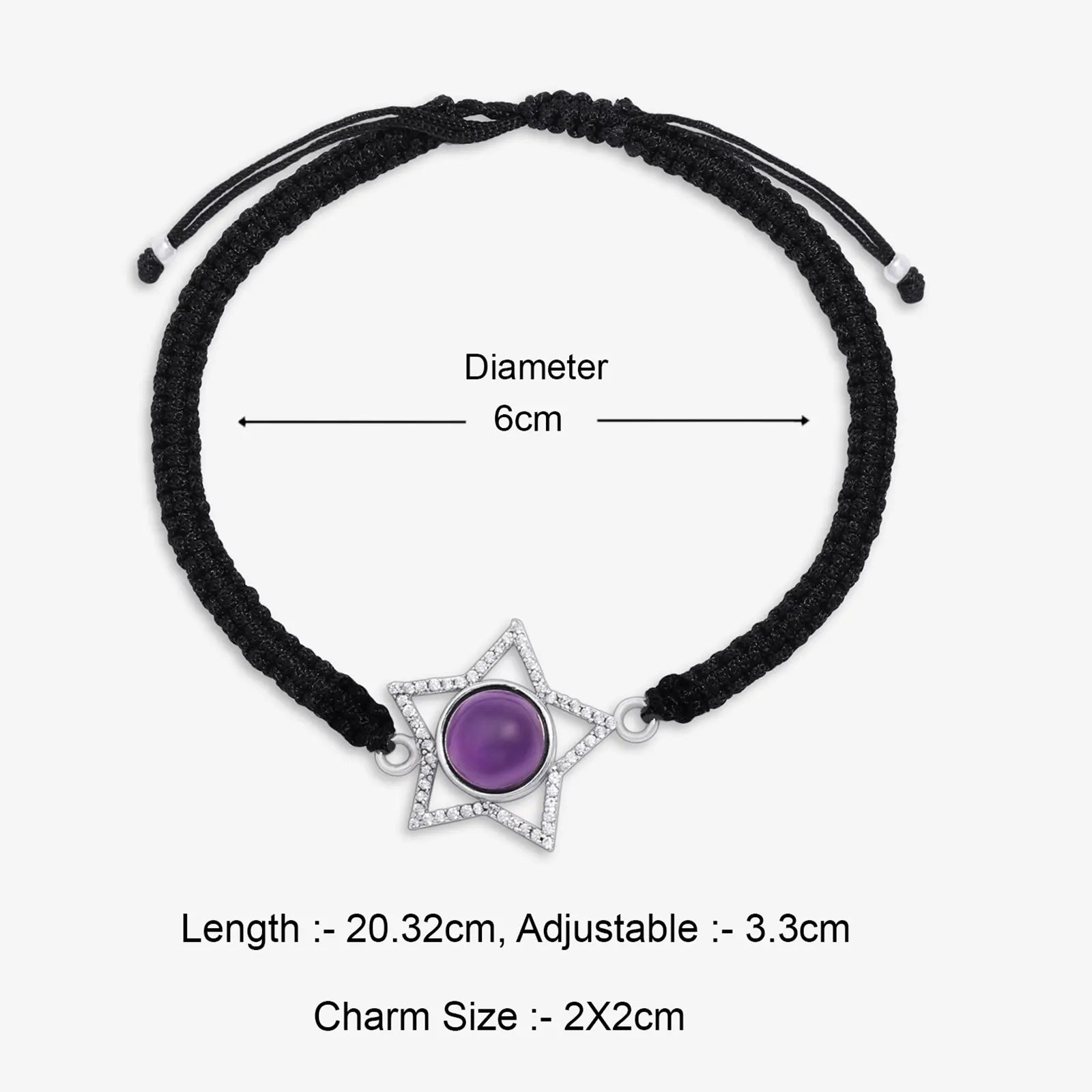 Silver Blue Star Black Thread Anklet