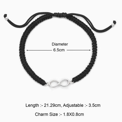 Silver Infinity Black Thread Anklet