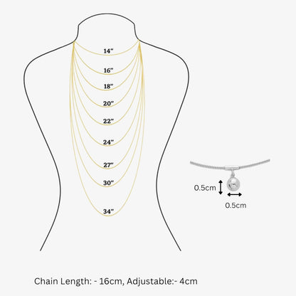 Sphere Charm Necklace For Women – 925 Sterling Silver Rhodium Plated