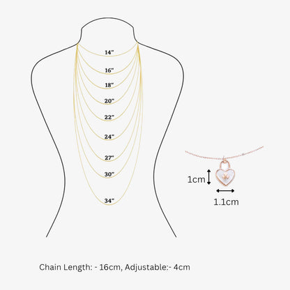 CZ Heart Pendant Necklace for Women – 925 Sterling Silver Rose Gold Plated