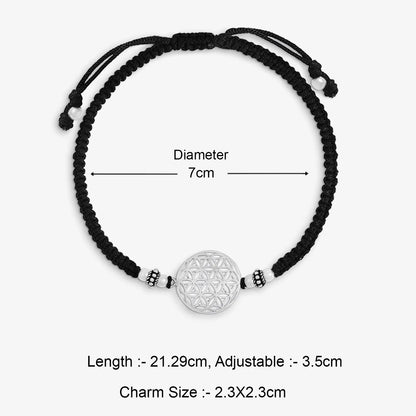 Silver Mandala Black Thread Anklet
