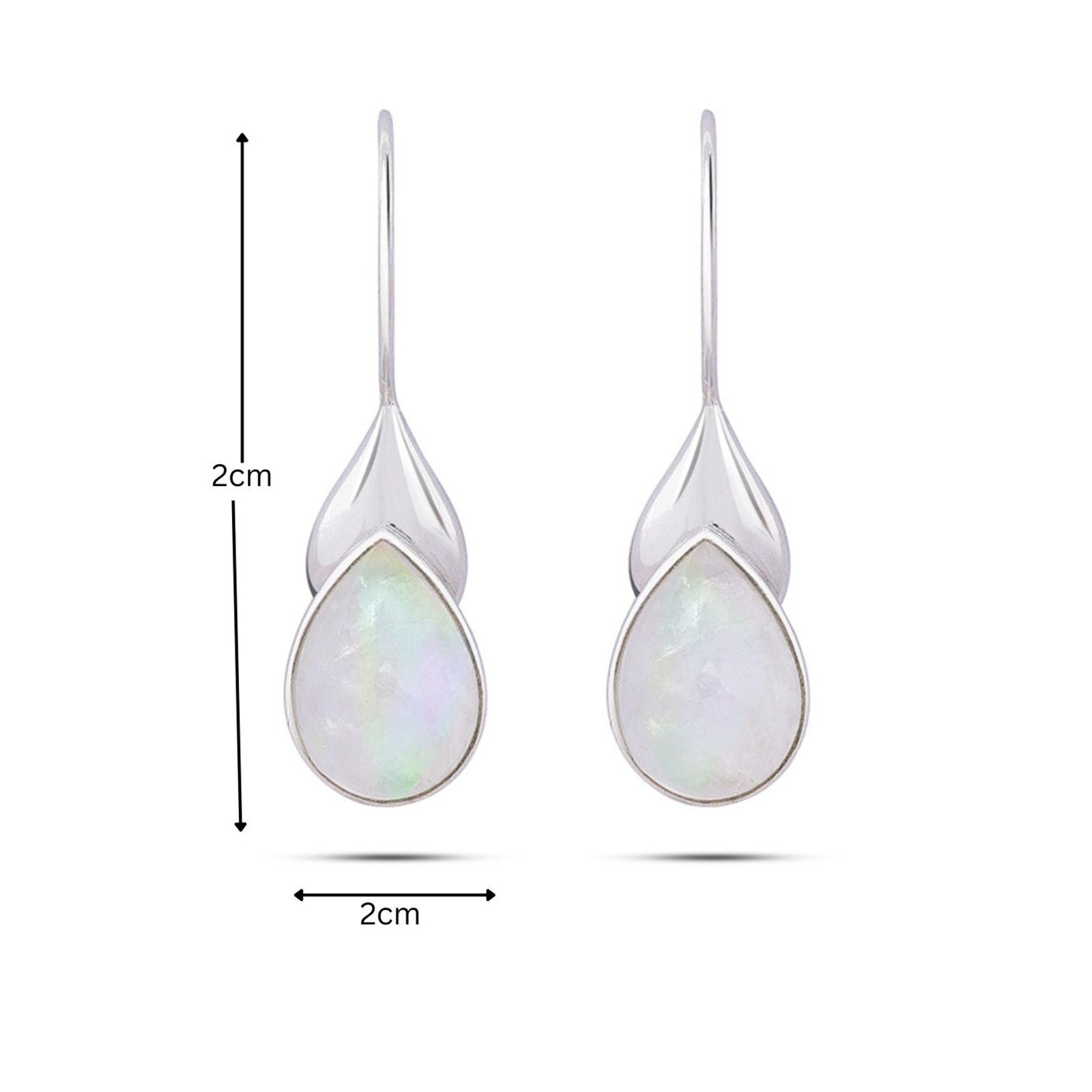 Pure Silver Earrings - Teardrop White Pearl Hoop Earrings