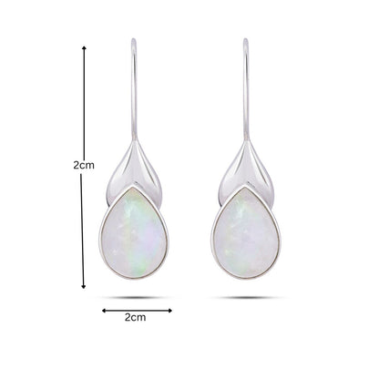 Pure Silver Earrings - Teardrop White Pearl Hoop Earrings