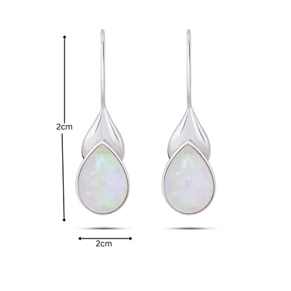Pure Silver Earrings - Teardrop White Pearl Hoop Earrings - Tweov Jewels