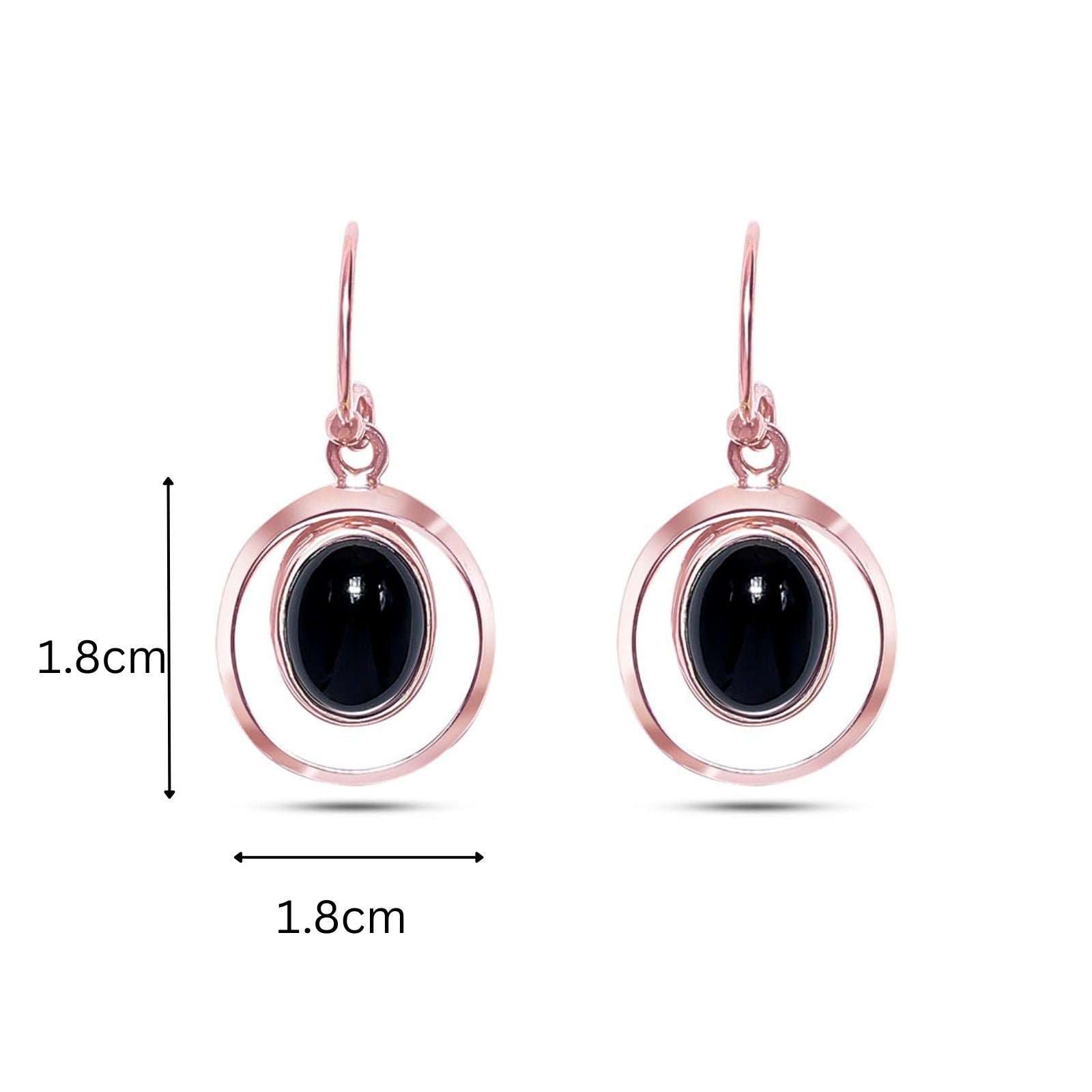Pure Silver Earrings - Black Onyx Drop With Rose Gold Finish