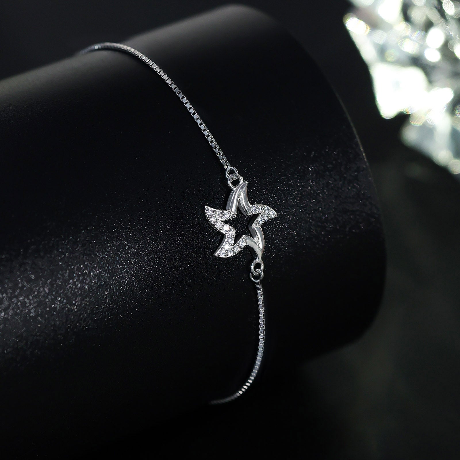 925 Sterling Silver Cz Star Design Bracelet - Tweov Jewels
