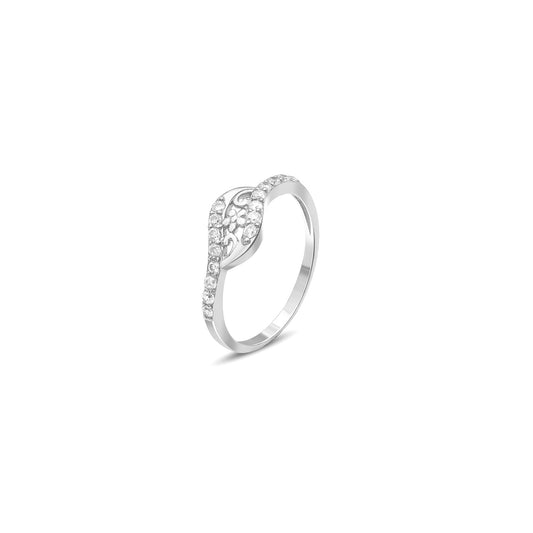 Wavy Zircon Floral Silver Ring - Tweov Jewels