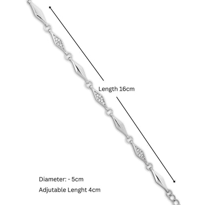 Geometric CZ Bracelet for Women – 925 Sterling Silver Rhodium Plated - Tweov Jewels