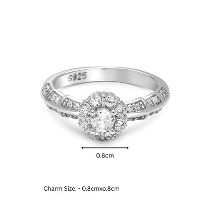 Floral CZ Ring for Women – 925 Sterling Silver Rhodium-Plated - Tweov Jewels