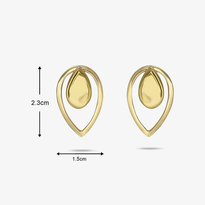 Pure Silver Earrings - 2 in 1 Dew Drop Model With Gold Finish