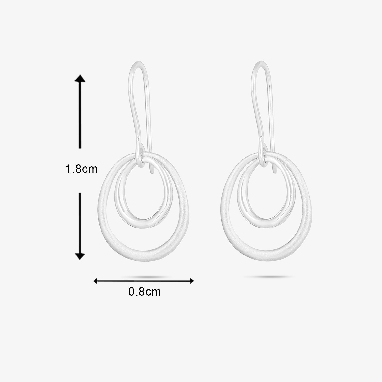 Pure Silver Earrings - Double Ring in Scratch Finish