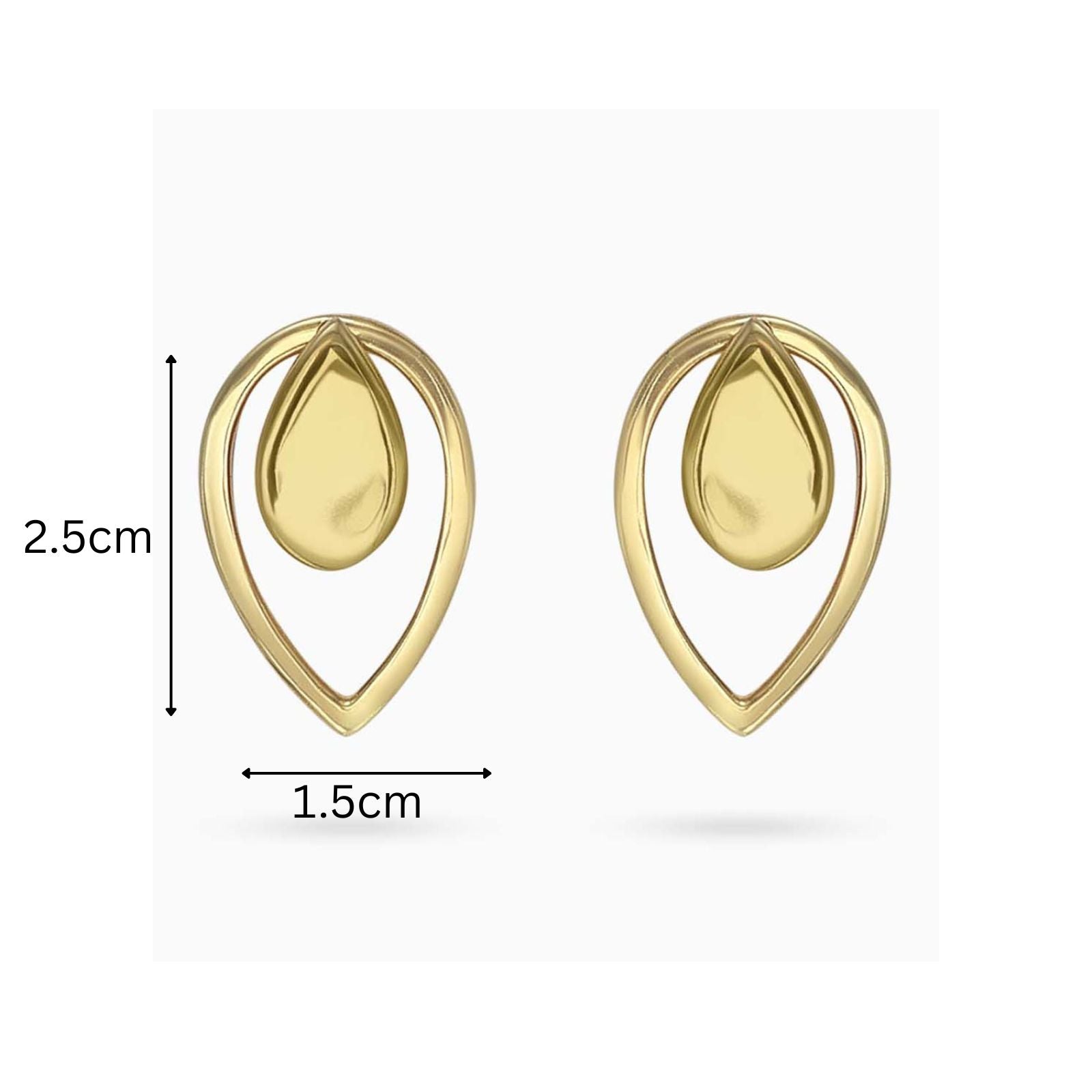Pure Silver Earrings - 2 in 1 Dew Drop Model With Gold Finish