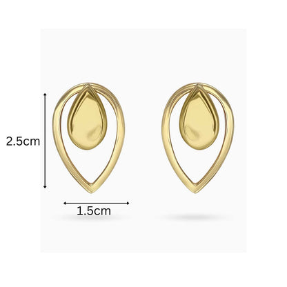 Pure Silver Earrings - 2 in 1 Dew Drop Model With Gold Finish