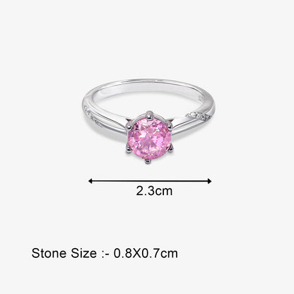 Pink Sapphire Ring for Women- 925 Sterling Silver Rhodium Plated