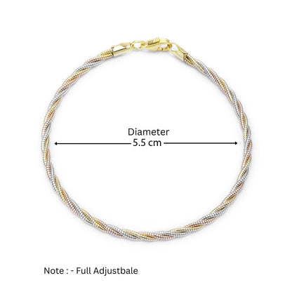 Silver Tricolor Twisted Rope Bracelet - Tweov Jewels