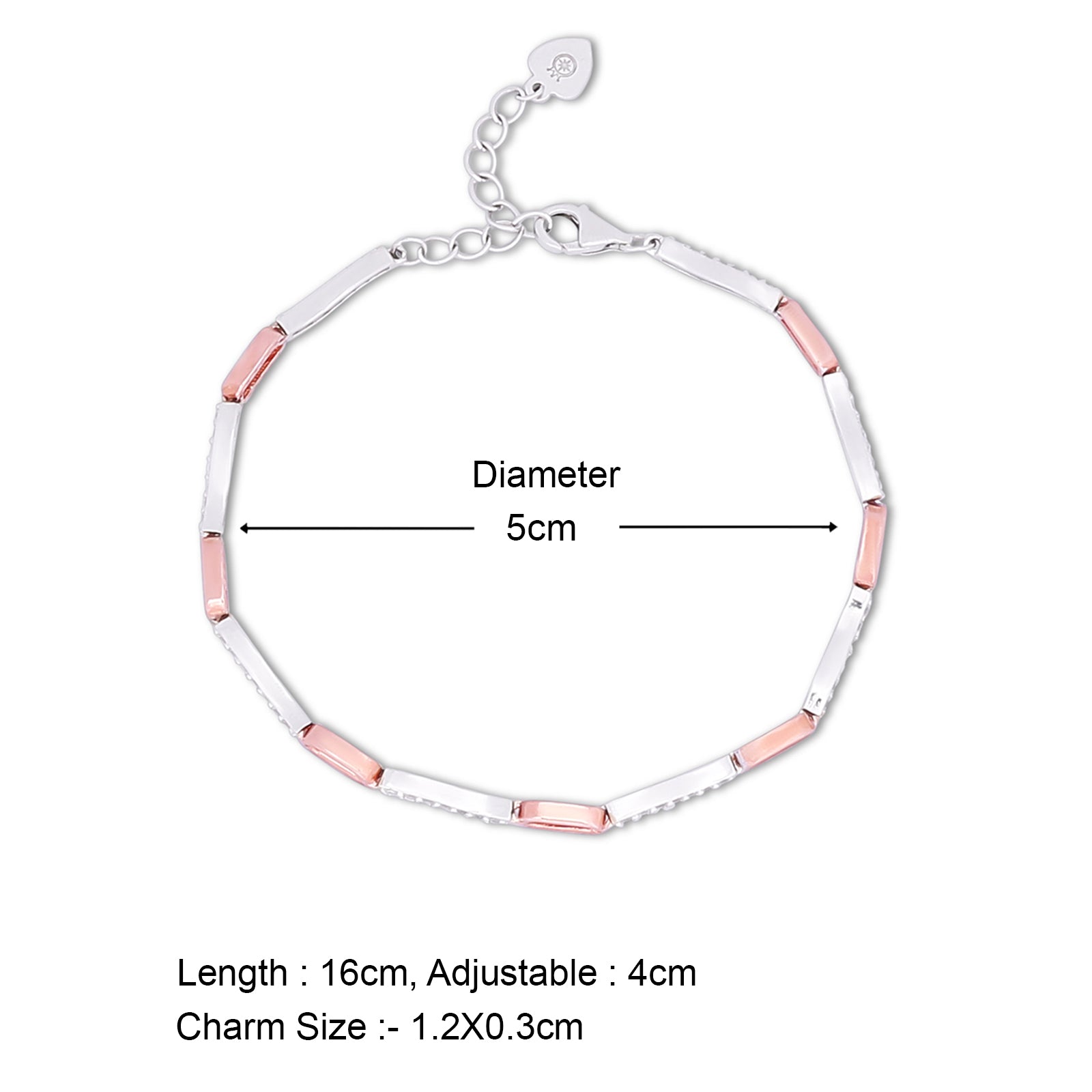 925 Sterling Silver Multi-tone Cubic Zirconia Bracelet