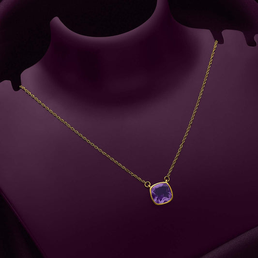 Adorable Amethyst Gold Plated Silver Necklace